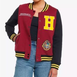 Harry Potter Hogwarts Varsity Jacket 2XL Unisex Multicolor Snap Closure